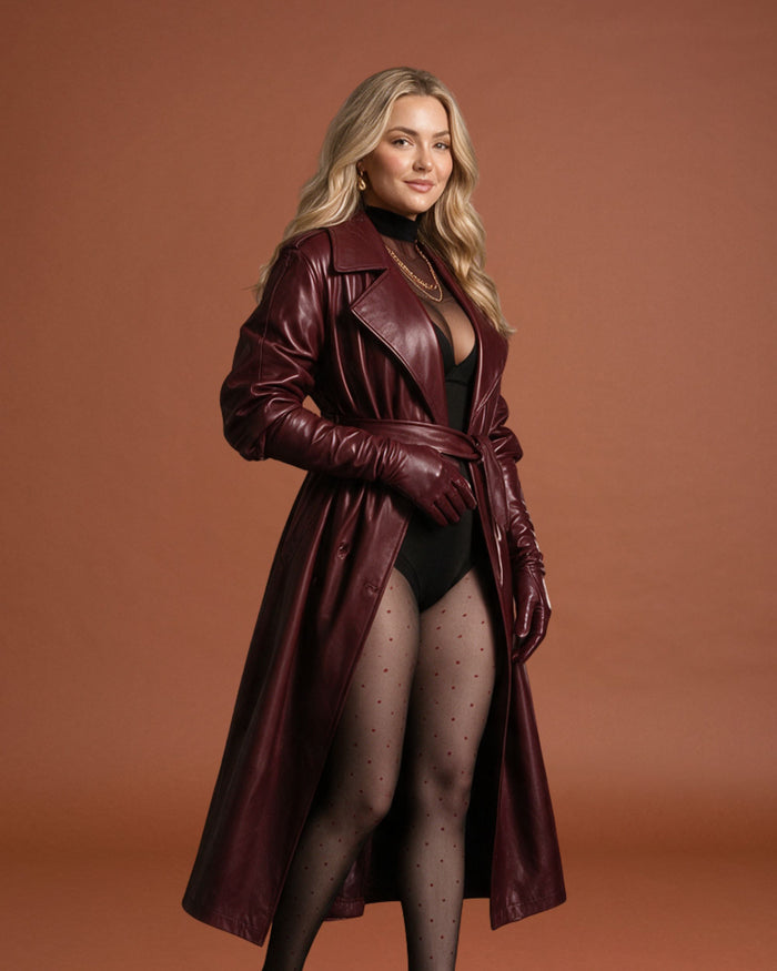 Linsori Berry Dot Open Crotch Tights Plus Size -Styled view