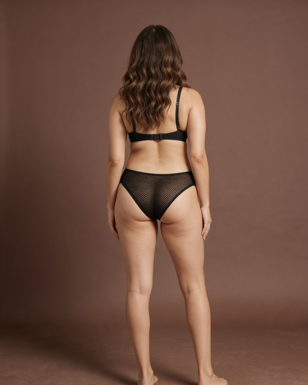 Linsori Deco Noir Lift Balcony Bra -  back view