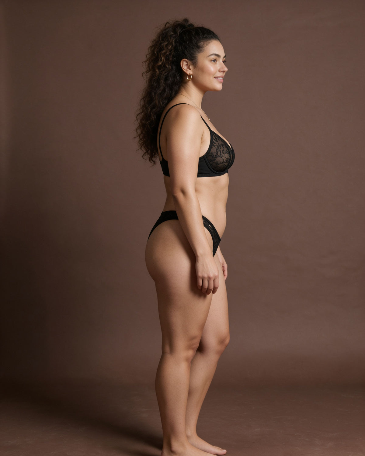 Linsori Noir Ribbon-Band Thong & Panty Duo -  Right view