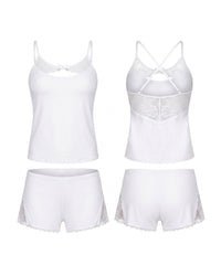Linsori Pearl Modal Lace Sleep Set Plus Size - White background view