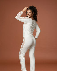 Linsori Ivory Lace Trimmed Pyjama Set -  back view