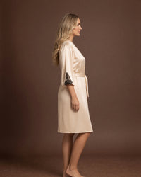 Linsori Champagne Satin Embroidered Robe -  Right view