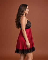 Linsori Scarlet Satin Eyelash Lace Babydoll -  Right view