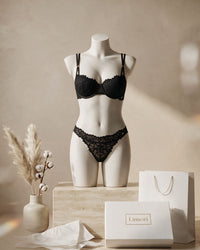 Linsori Noir Leopard Lace Thong - Mannequin View