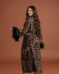 Linsori Wild Nights Feather Trim Robe Plus Size -  back view