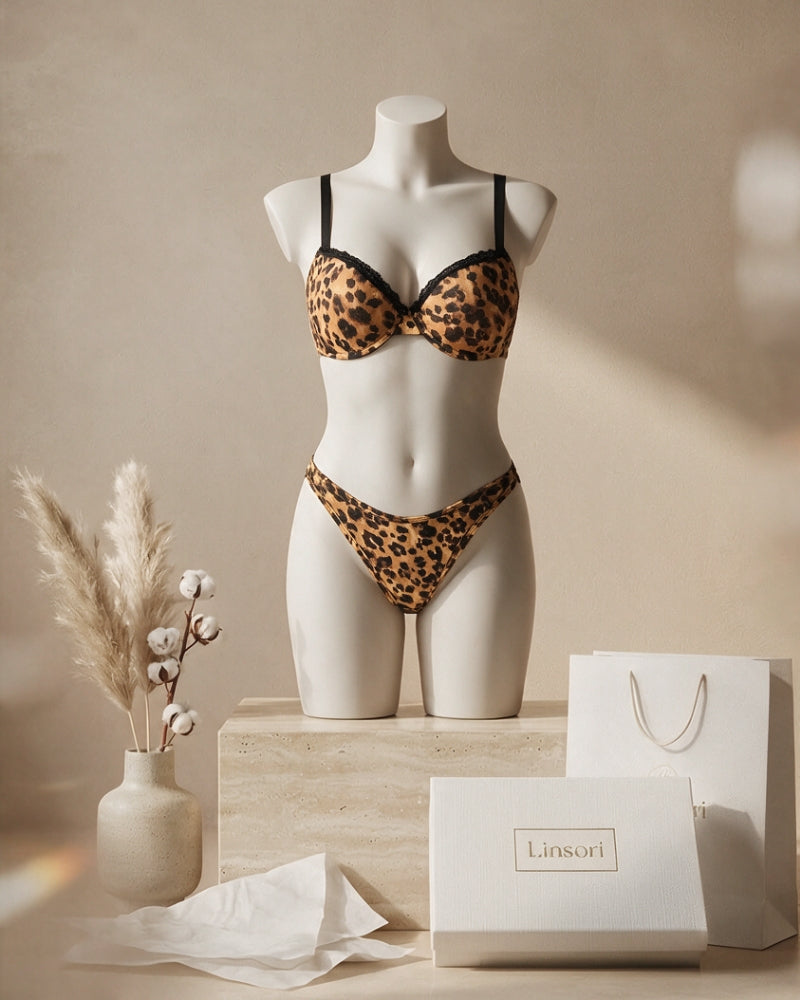Linsori Soft Cotton Lace-Trim Demi Set - Mannequin View