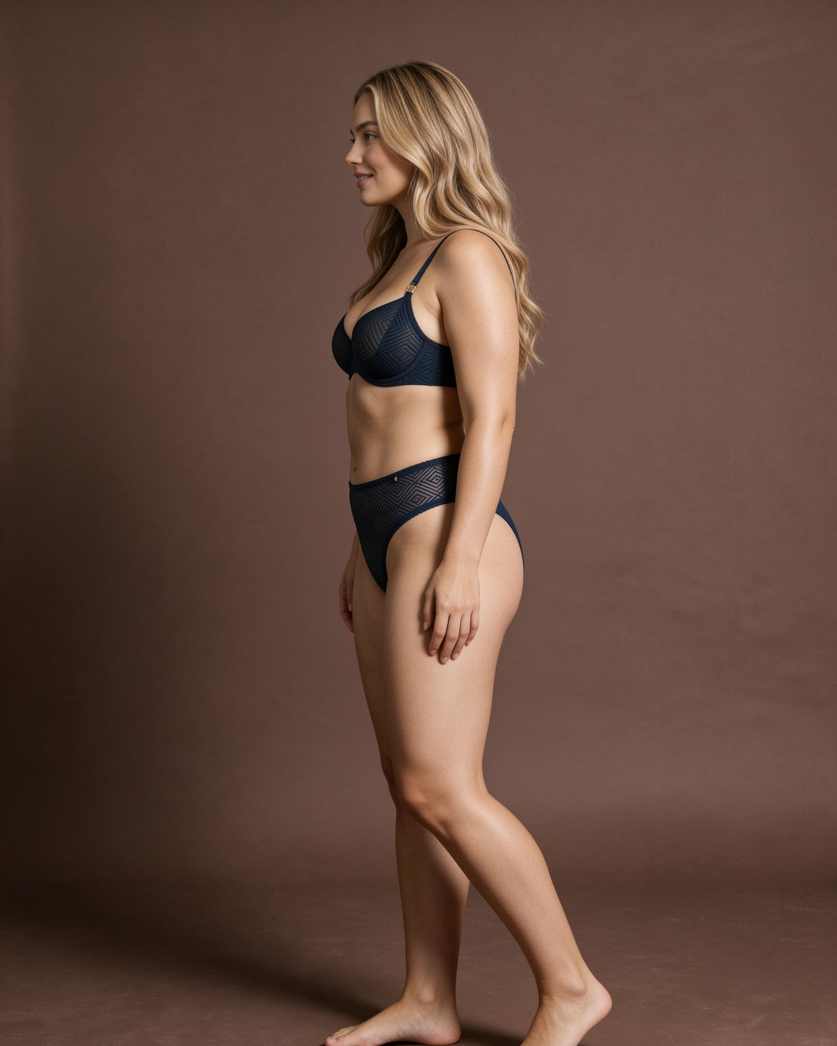 Linsori Art Deco Indigo Balcony Bra -  Left view