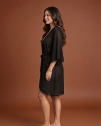 Linsori Obsidian Hoop Trim Dressing Gown -  Left view