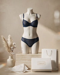 Linsori Art Deco Indigo Balcony Bra - Mannequin View