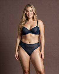 Linsori Art Deco Indigo Balcony Bra - Front view 