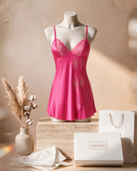 Linsori Blush Lace-Up Babydoll Set - Mannequin View