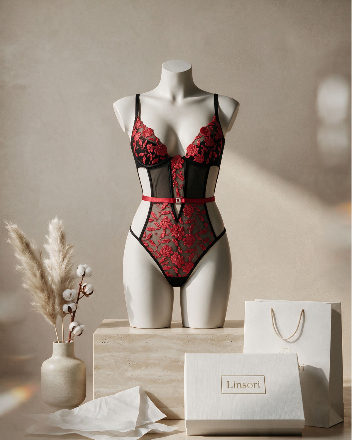 Linsori Scarlet Embroidered Teddy - view 6
