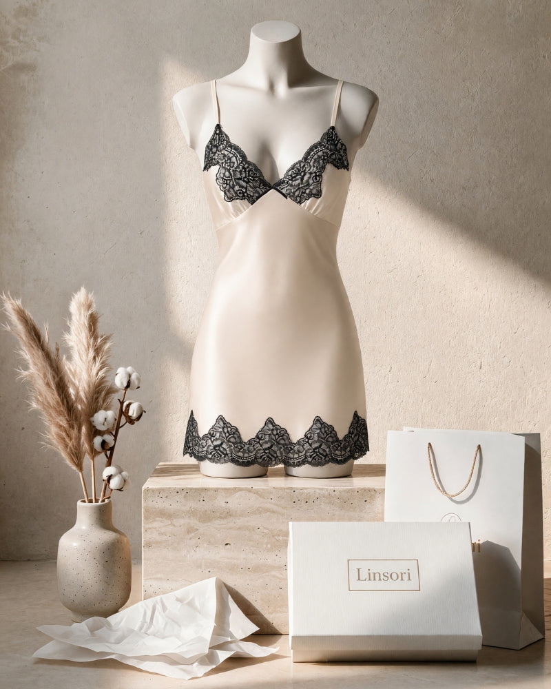 Linsori  Pearl Satin Cut-Out Nightdress - Mannequin View