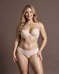 Linsori Blush Deco Lace Balcony Bra - Front view 