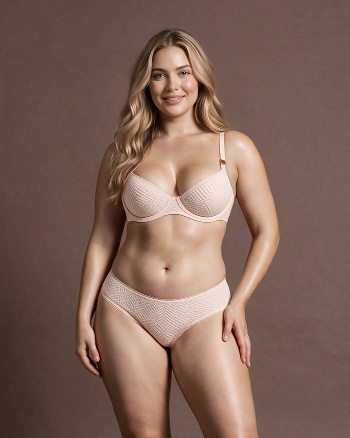Linsori Blush Deco Lace Balcony Bra - Front view 