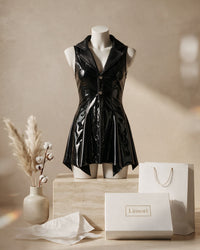 Linsori Obsidian Wet Look Club Dress - Mannequin View