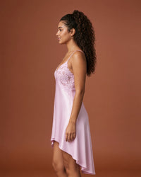 Linsori Blush Charmeuse Lace Chemise -  Left view