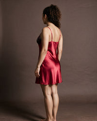 Linsori Burgundy Satin Elodie Nightdress -  back view