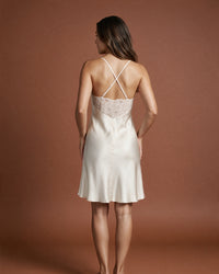 Linsori Pearl Satin Lace Nightdress -  back view