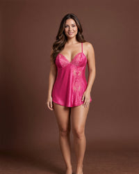 Linsori Blush Lace-Up Babydoll Set - Lifestyle view