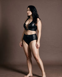 Linsori Noir Faux Leather Two-Piece Set -  Left view
