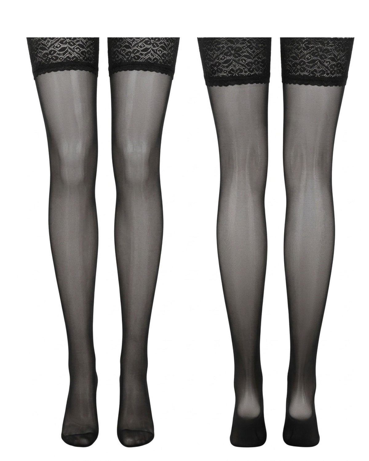 Linsori Midnight Floral-Top Hold-Ups — Plus Size - White background view