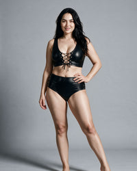 Linsori Noir Faux Leather Two-Piece Set - Lifestyle view