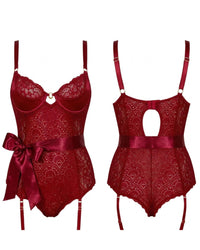 Linsori Scarlet Lace Hourglass Body - White background view