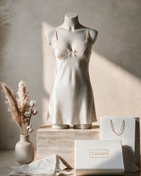 Linsori Pearl Satin Lace Nightdress - Mannequin View