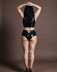 Linsori Noir Faux Leather Two-Piece Set -  back view