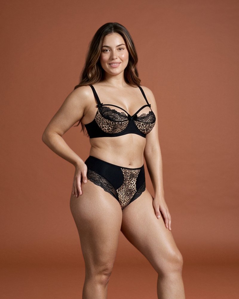 Linsoi Noir Leopard Soft Cup Bra Plus Size -  Right view