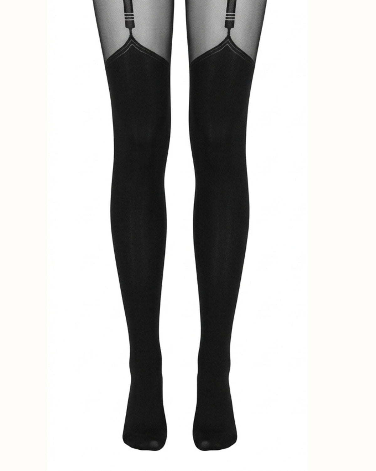 Linaori Fantasia Faux Suspender Tights - White background view