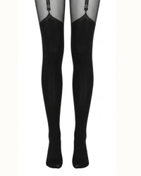 Linaori Fantasia Faux Suspender Tights - White background view