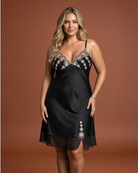Linsori Satin Chiffon Elegance Nightdress - Front view 