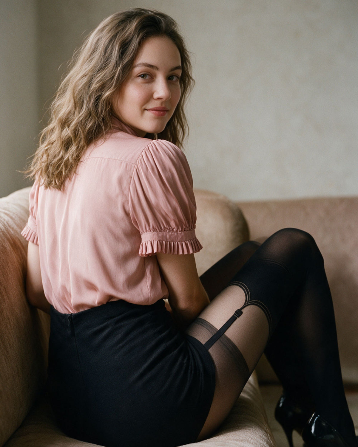 Linaori Fantasia Faux Suspender Tights - Lifestyle view