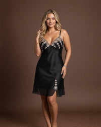 Linsori Satin Chiffon Elegance Nightdress -  Styled view