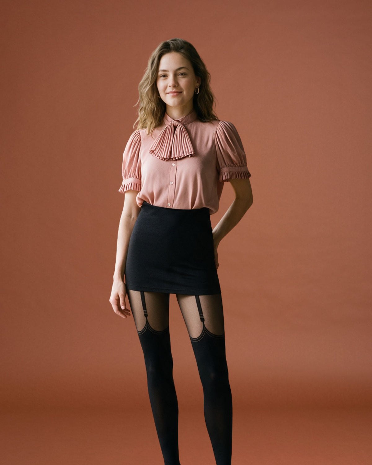 Linaori Fantasia Faux Suspender Tights - Front view 