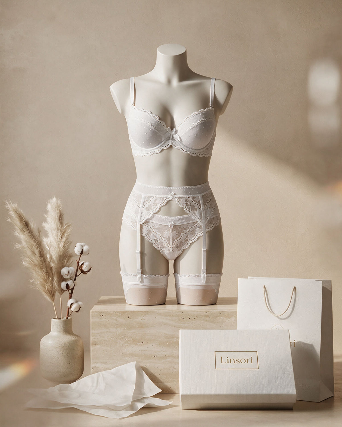 Linsori Pearl Polka Dot Push Up Piece - Mannequin View