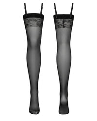 Linsori Midnight Floral Delicate Hold-Ups — Plus Size - White background view