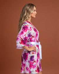 Linsori Blush Floral Satin Dressing Gown -  Right view
