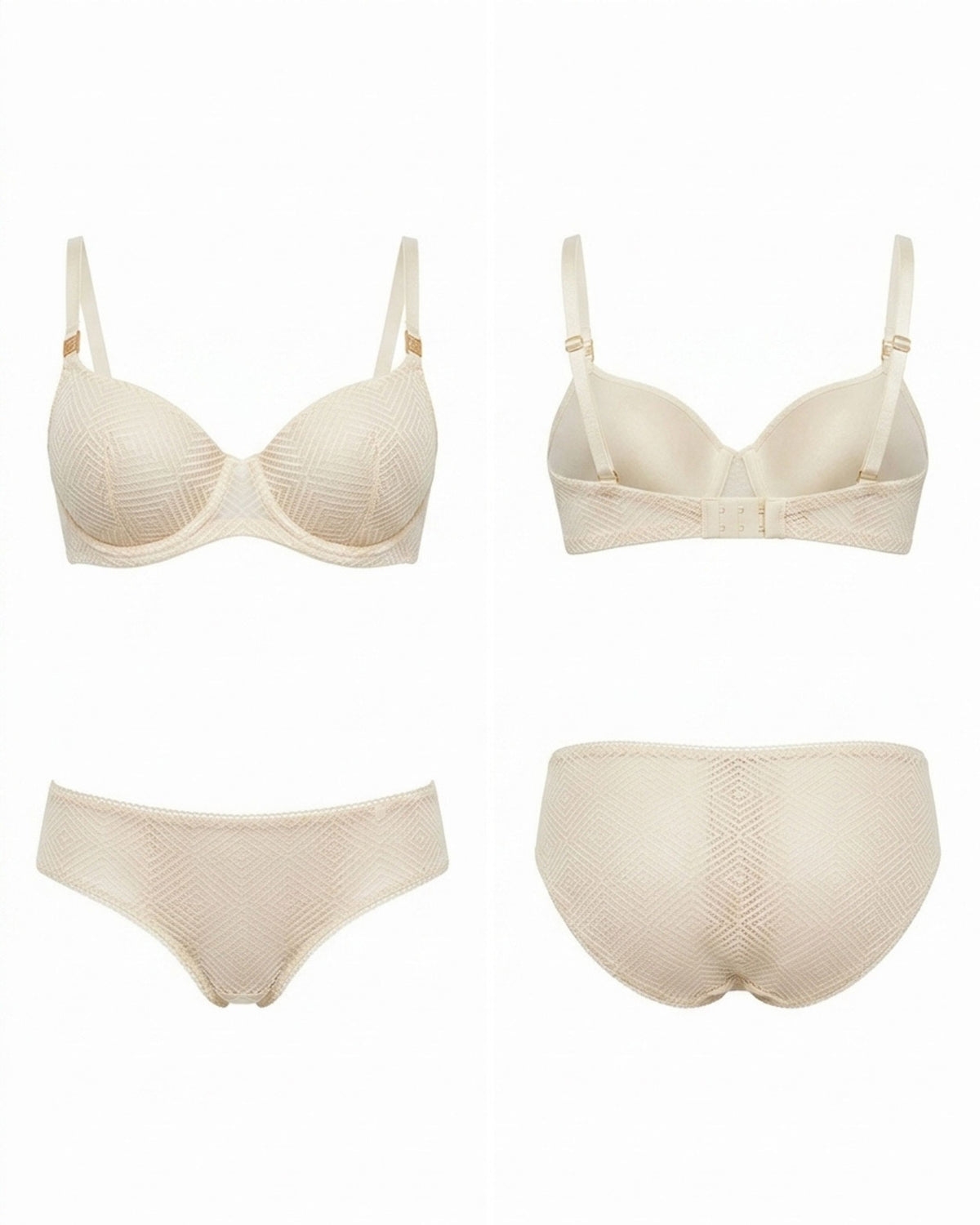 Linsori Blush Deco Lace Balcony Bra - White background view