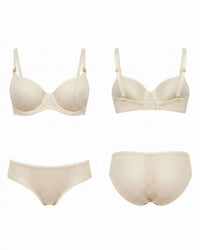Linsori Blush Deco Lace Balcony Bra - White background view