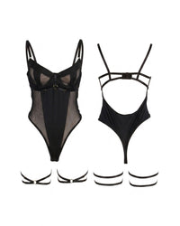 Linsori Obsidian Mesh Underwire Bodysuit - White background view
