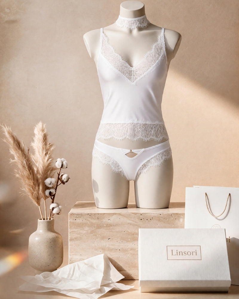 Linsori Blanc Eyelash Lace Shirt - Mannequin View