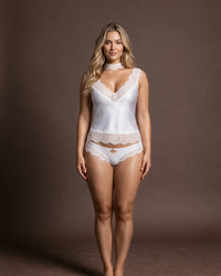 Linsori Blanc Eyelash Lace Shirt -  Styled view
