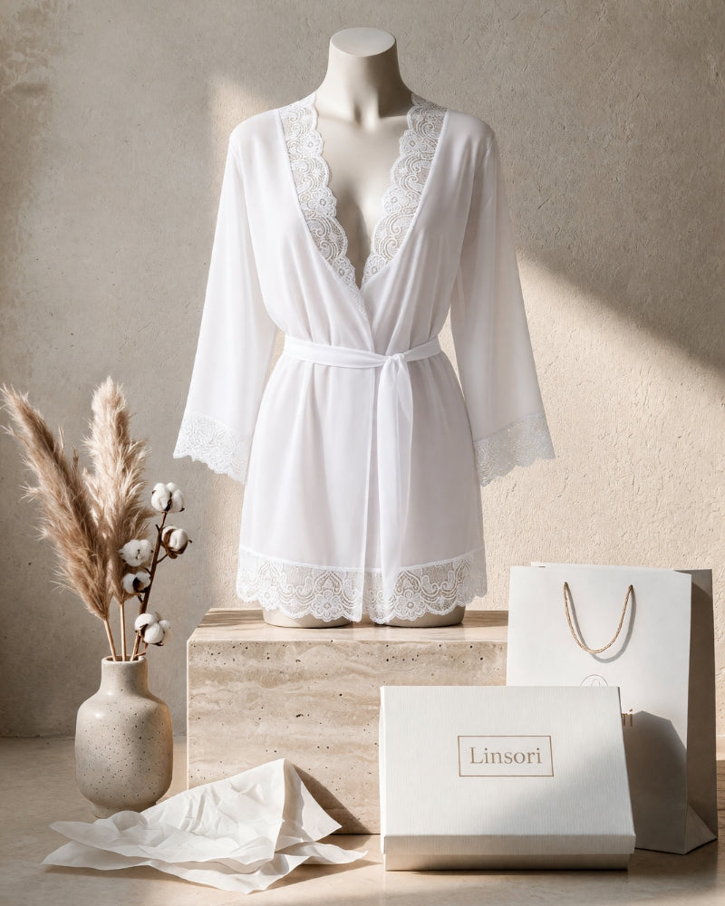 Linsori Pearl Chiffon Bridal Robe - Mannequin View