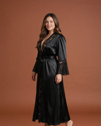 Linsori Midnight Charmeuse Long Robe -  Left view