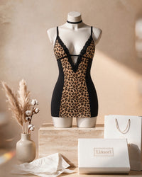 Linsori Leopard Print Chemise Set -   Mannequin View