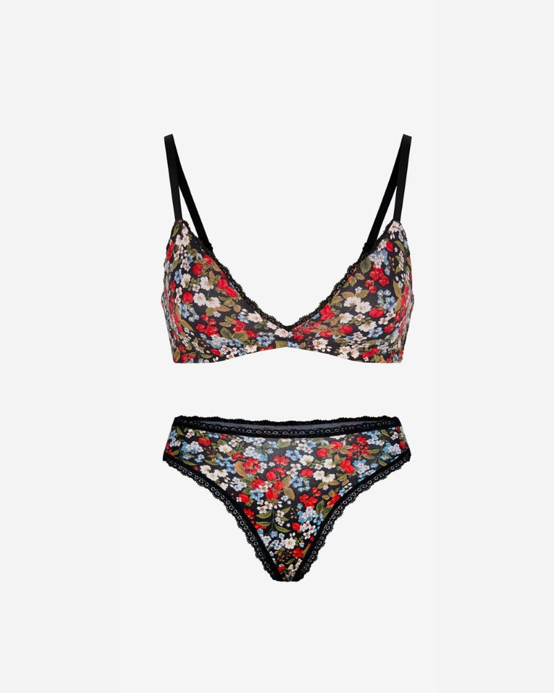 Linsori Soft Cotton Bralette & Panty Set - White background view