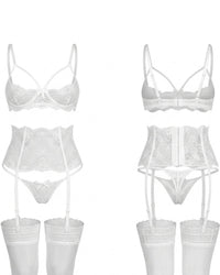 Linsori Madison Pearl Lace Three-Piece Set Plus Size - White background view